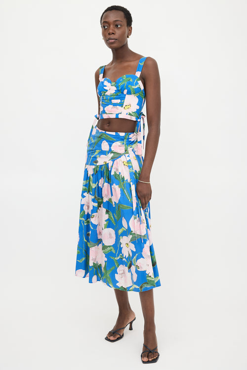 Carolina Herrera Ruched Floral Skirt