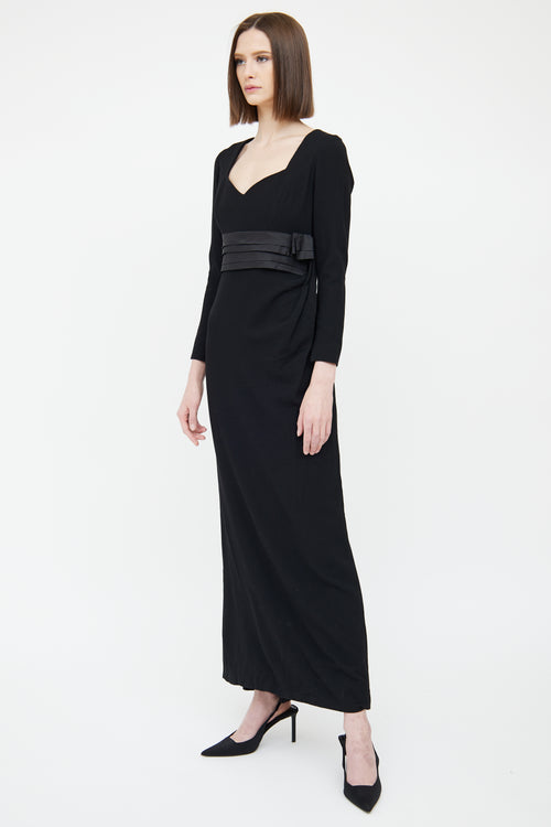 Carolina Herrera Black Long Sleeve Maxi Dress