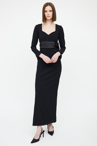 Carolina Herrera Black Long Sleeve Maxi Dress