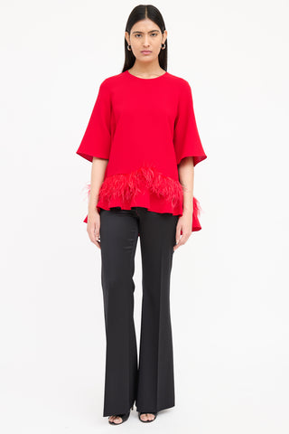 Carolina Herrera Feather Ruffle Top