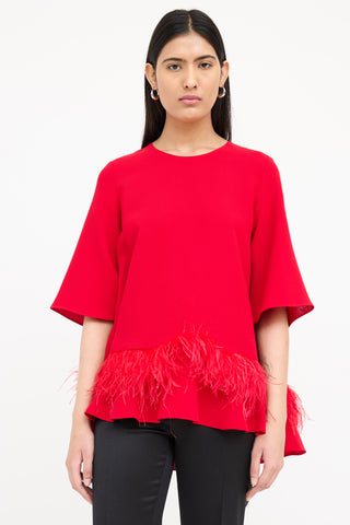 Carolina Herrera Feather Ruffle Top