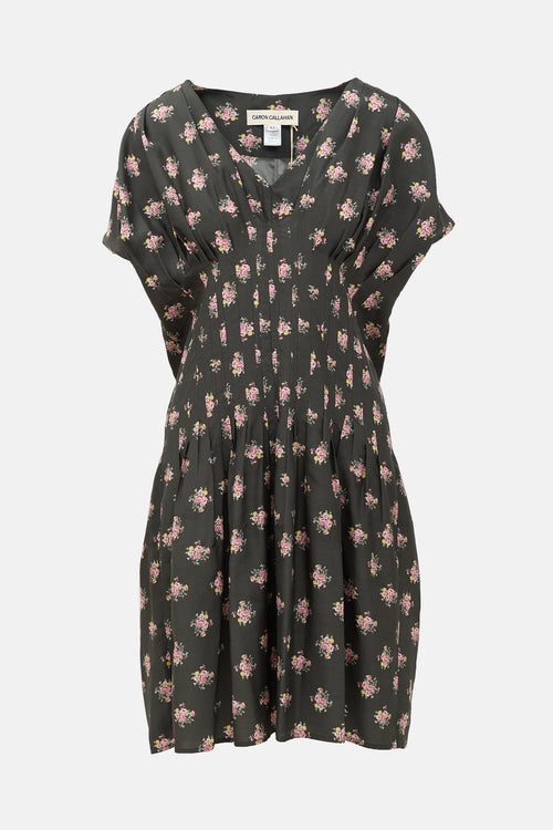 Caron Callahan Silk Floral Dress