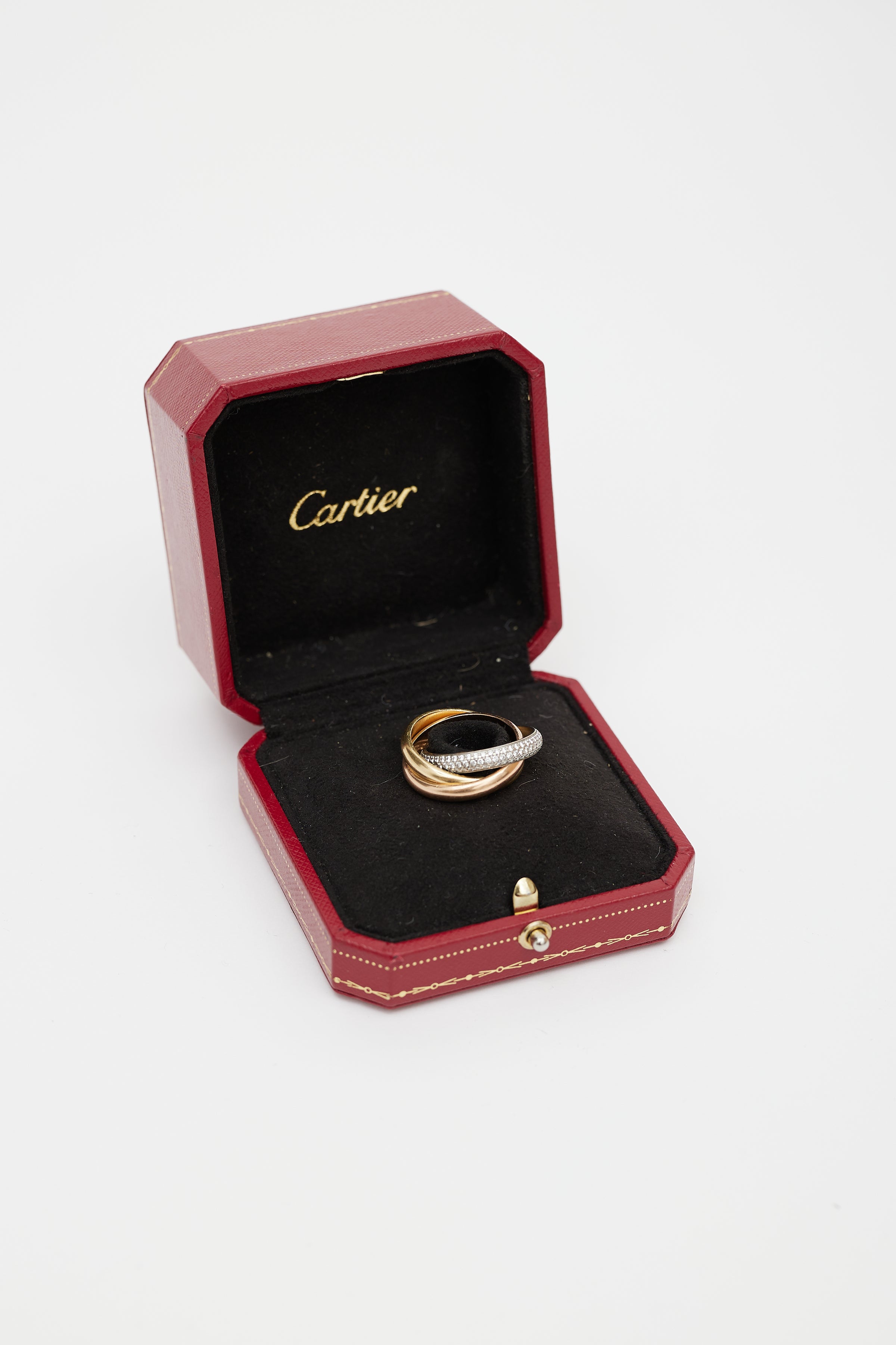 Cartier Trinity De Cartier 18 Karat Diamond White Gold and Ceramic Ring  –V20346 | vividdiamonds