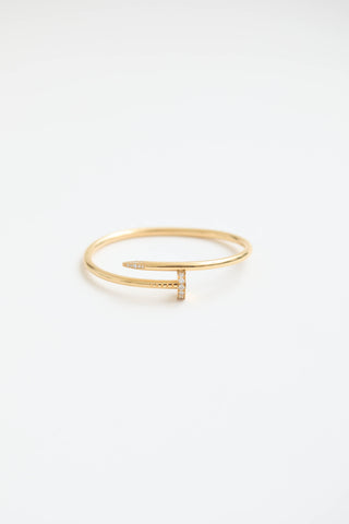 Cartier 18K Gold Juste Un Clou Diamond Nail Bangle