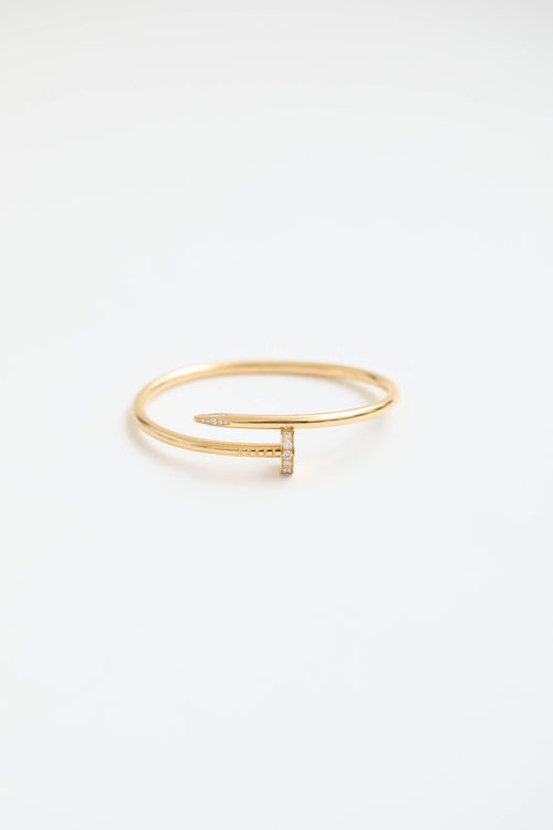 Cartier 18K Gold Juste Un Clou Diamond Nail Bangle
