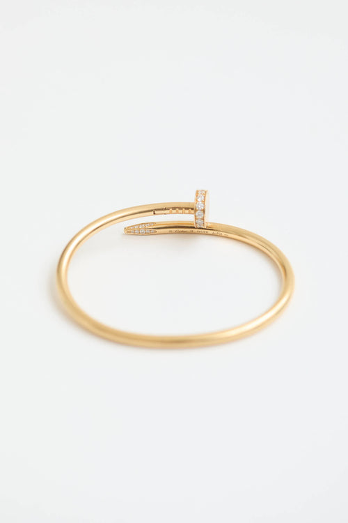Cartier 18K Gold Juste Un Clou Diamond Nail Bangle