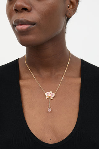 Cartier 18k Gold & Diamond Caresse D'Orchidées Necklace