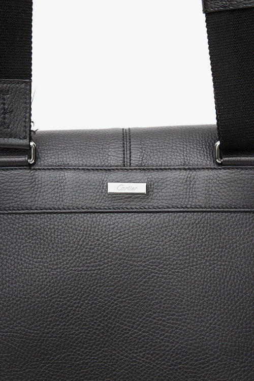 Cartier Black Leather Messenger Bag