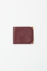 Cartier Vintage Burgundy Leather Bifold Logo Wallet