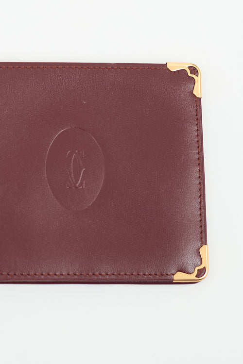 Cartier Vintage Burgundy Leather Bifold Logo Wallet