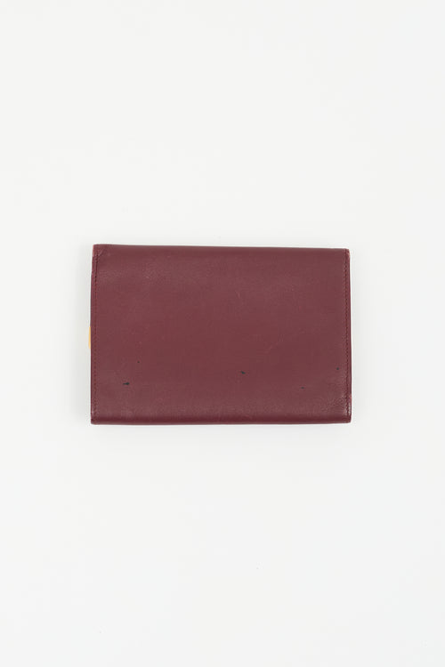 Cartier Vintage Burgundy Leather Trifold Logo Wallet