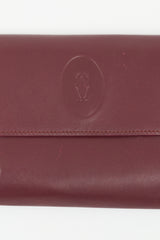 Cartier Vintage Burgundy Leather Trifold Logo Wallet