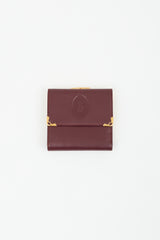 Cartier Vintage Burgundy Leather Long Trifold Logo Wallet
