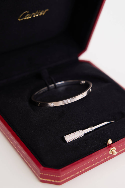 Cartier 18K White Gold 10 Diamond Love Bracelet