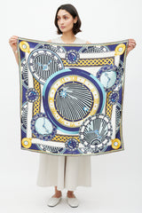 Cartier Blue & Multicolour Sundial Scarf