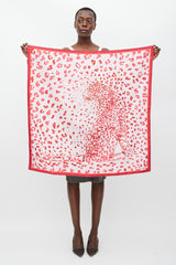 Cartier Pink & Red Printed Silk Scarf