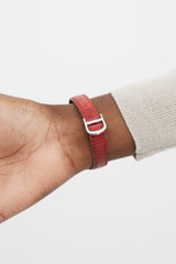 Cartier Sterling Silver & Red Leather Must De Vermeil Watch