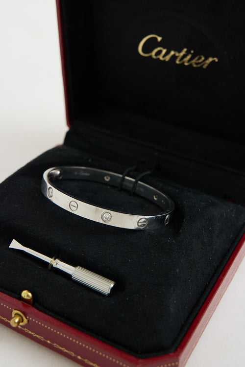 Cartier 18K White Gold 4 Diamond Love Bracelet