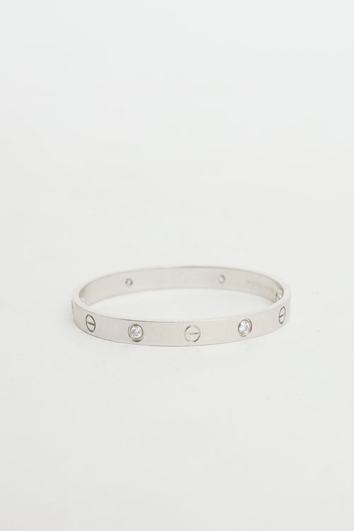 Cartier 18K White Gold 4 Diamond Love Bracelet
