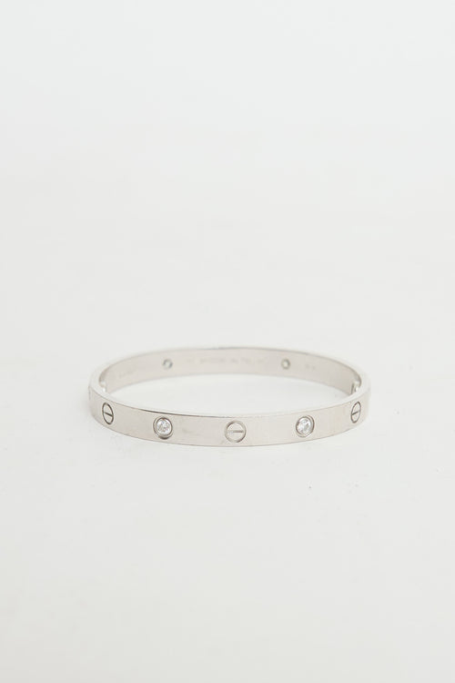 Cartier 18K White Gold 4 Diamond Love Bracelet