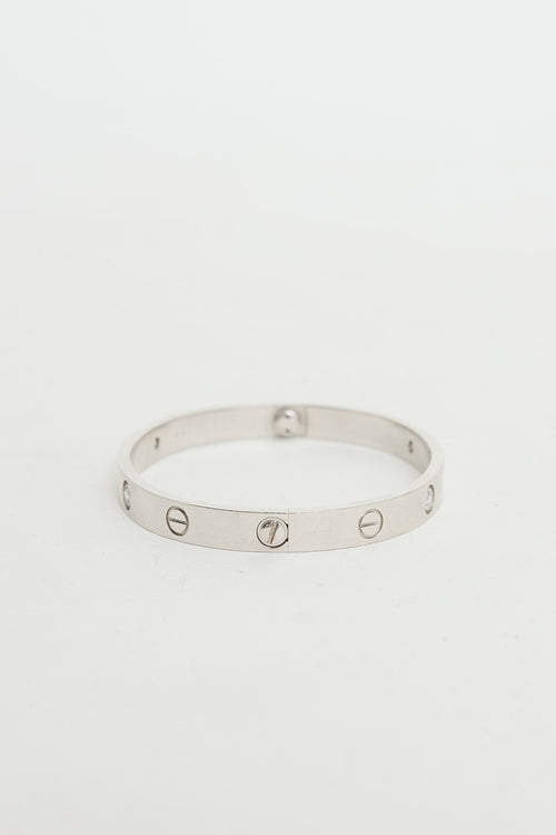 Cartier 18K White Gold 4 Diamond Love Bracelet