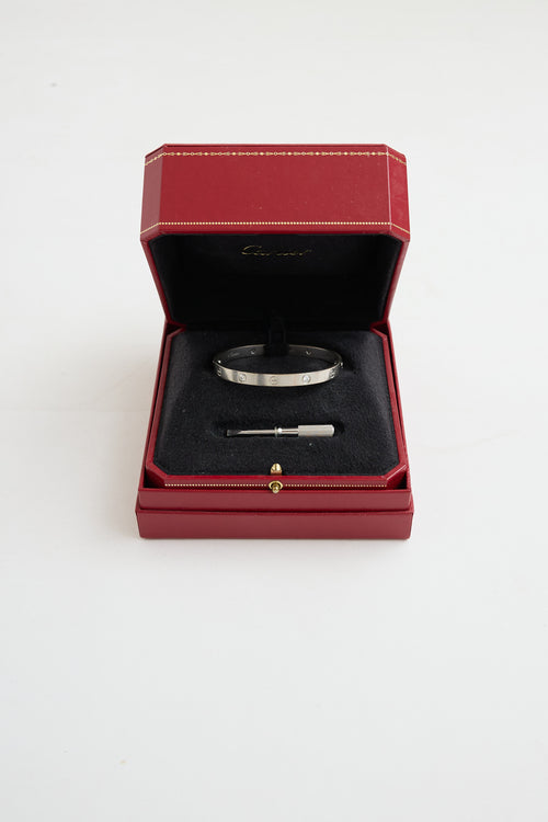 Cartier 18K White Gold 4 Diamond Love Bracelet