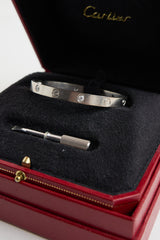 Cartier 18K White Gold 4 Diamond Love Bracelet