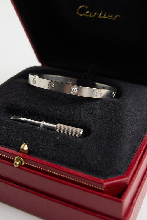 Cartier 18K White Gold 4 Diamond Love Bracelet