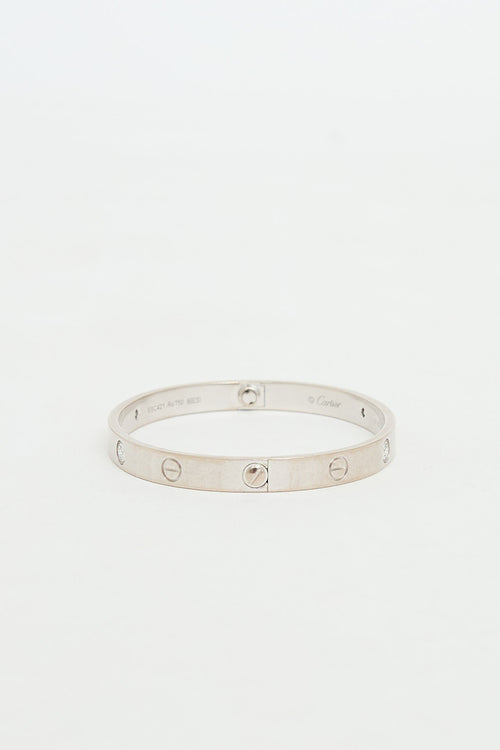 Cartier 18K White Gold 4 Diamond Love Bracelet