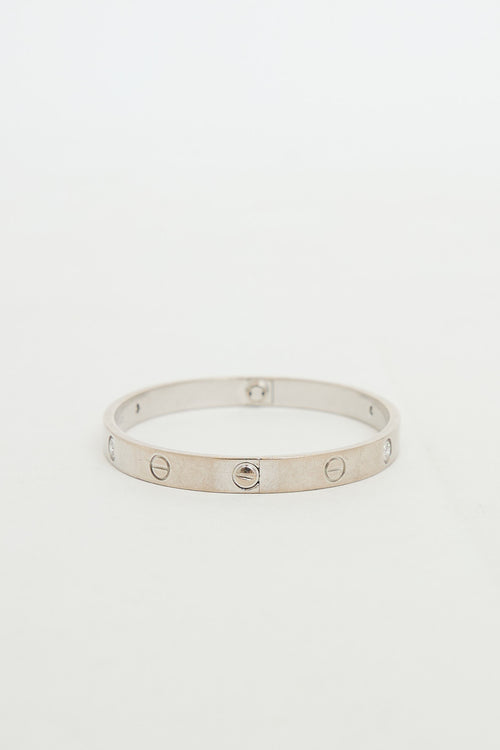 Cartier 18K White Gold 4 Diamond Love Bracelet
