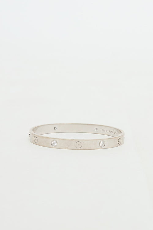 Cartier 18K White Gold 4 Diamond Love Bracelet