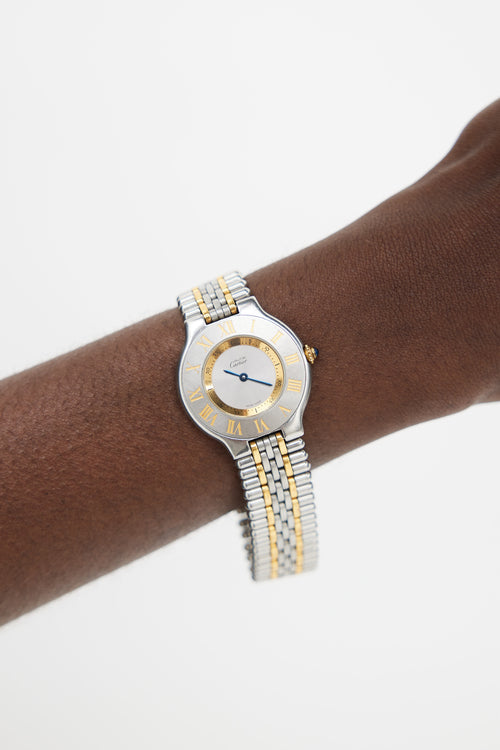 Cartier Silver & Gold Must De Cartier 21 Watch