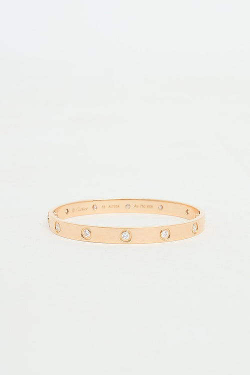 Cartier 18K Rose Gold 10 Diamond Love Bracelet