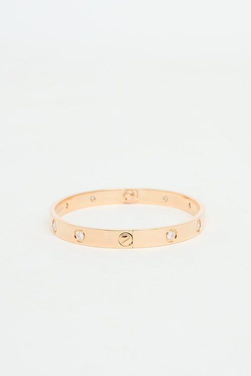 Cartier 18K Rose Gold 10 Diamond Love Bracelet