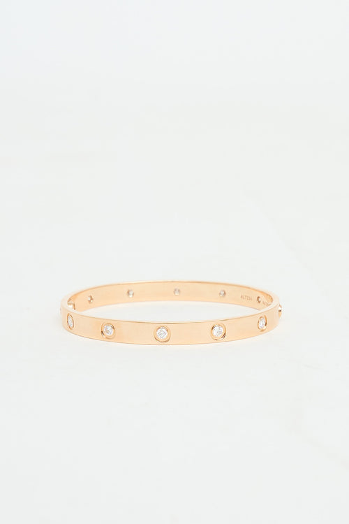 Cartier 18K Rose Gold 10 Diamond Love Bracelet