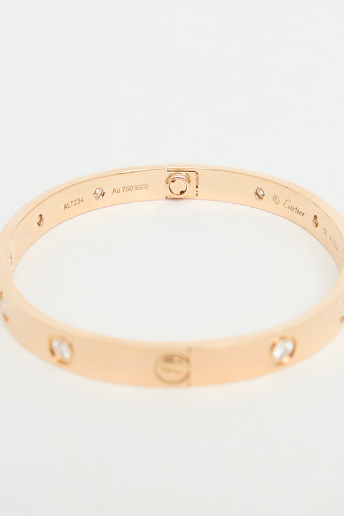 Cartier 18K Rose Gold 10 Diamond Love Bracelet