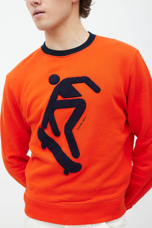 Carven Orange Cotton Crewneck Sweatshirt