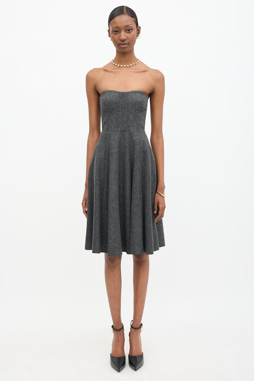 Carven Wool Strapless Dress