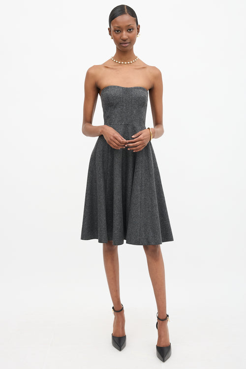 Carven Wool Strapless Dress