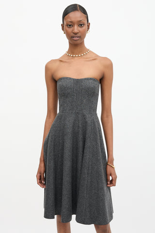 Carven Wool Strapless Dress