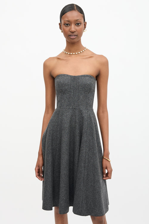 Carven Wool Strapless Dress