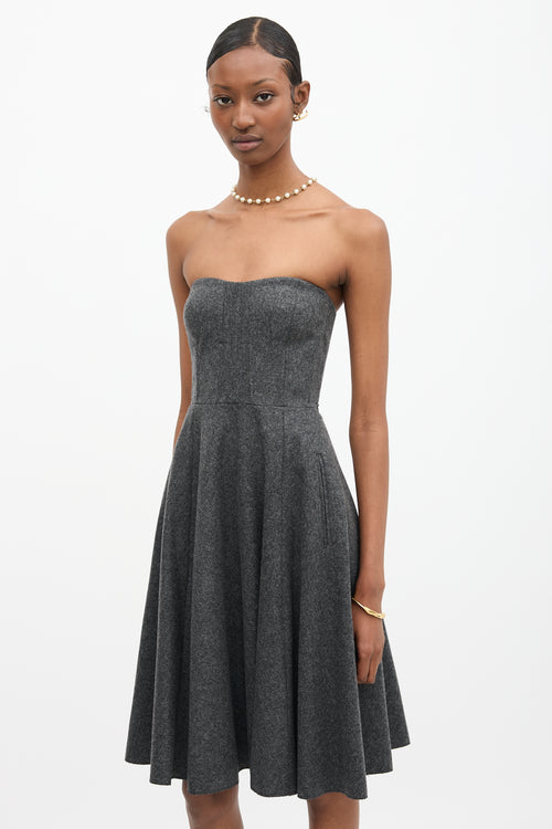 Carven Wool Strapless Dress