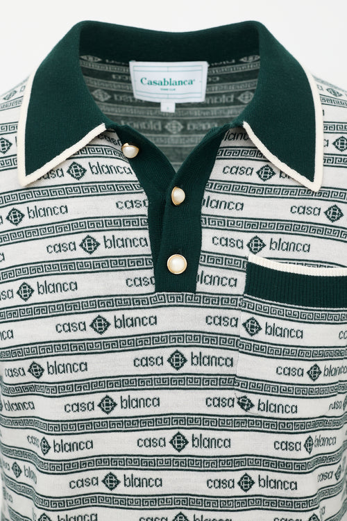 Casablanca Merino Wool Jacquard Polo Shirt