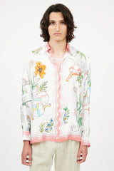 Casablanca White & Multi Silk Floral Shirt