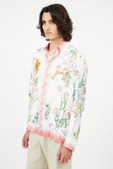 Casablanca White & Multi Silk Floral Shirt