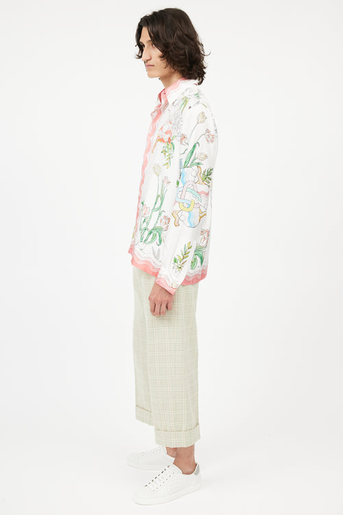 Casablanca White & Multi Silk Floral Shirt