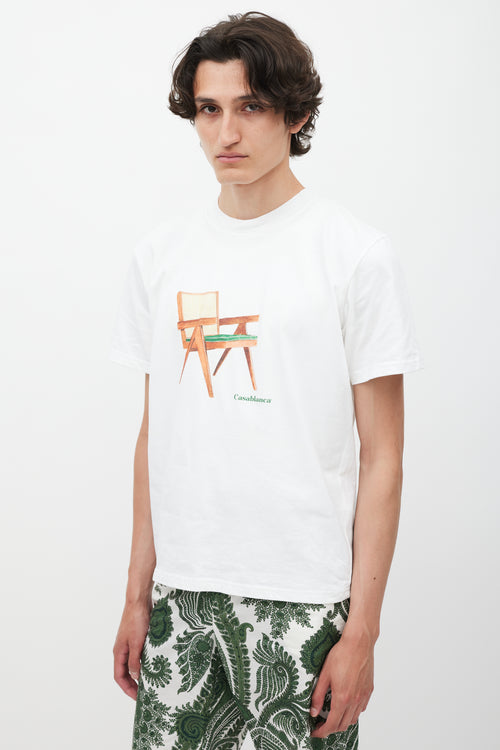 Casablanca White & Multicolour Chair Logo T-Shirt