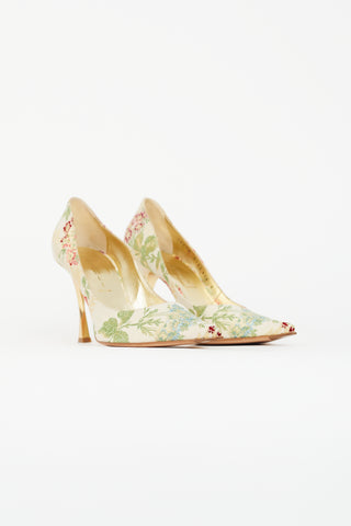 Casadei Cream & Multicolour Floral Brocade Heel