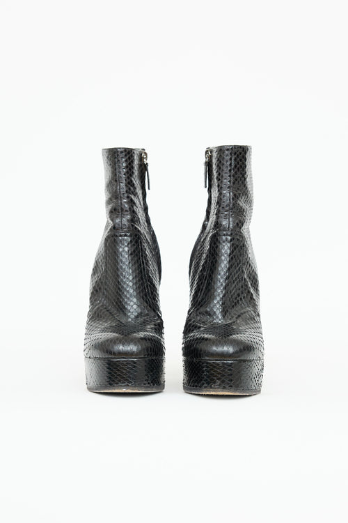Roberto Cavalli Platform Embossed Ankle Boot