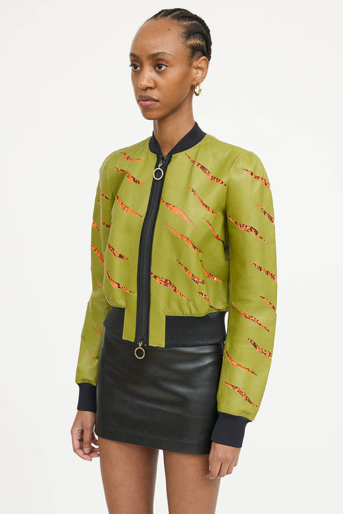 Just Cavalli Leather Lace Bomber Jacket